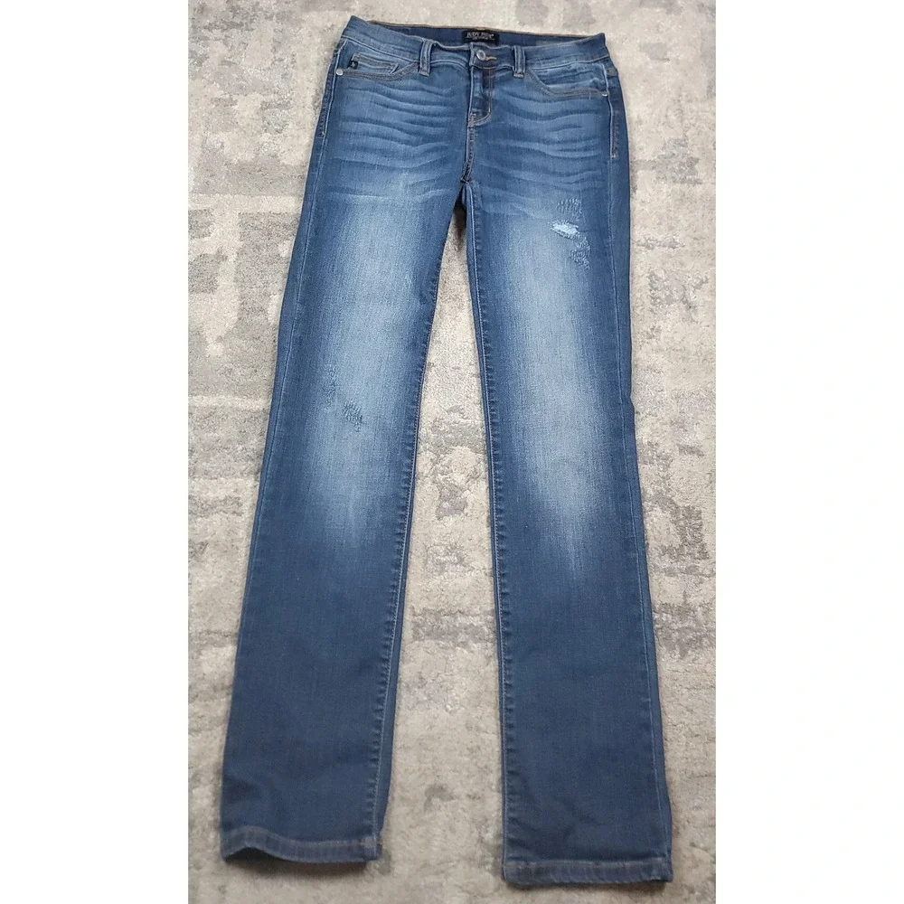 Judy Blue Straight Fit Jeans Womens Sz 9/29x31 Distressed Stretch Denim JB8277DK